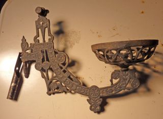 Ornate Kerosene Lamp Wall Holder,  Cast Iron,  Make - Do Wall Bracket photo