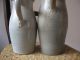 1800s 2 Antique Saltglazed Farm Pitcher Creamer Jug Confit Pottery Crock Pot Old Primitives photo 11