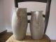 1800s 2 Antique Saltglazed Farm Pitcher Creamer Jug Confit Pottery Crock Pot Old Primitives photo 4