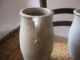 1800s 2 Antique Saltglazed Farm Pitcher Creamer Jug Confit Pottery Crock Pot Old Primitives photo 5