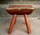 Antique French? Amish? Milking Stool - Primitive Half Log Seat - 4 Legs - Hand - Made - Nr Primitives photo 4