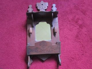 Great Old Antique Hand Carved Shaving Mirror And Towel Rack photo