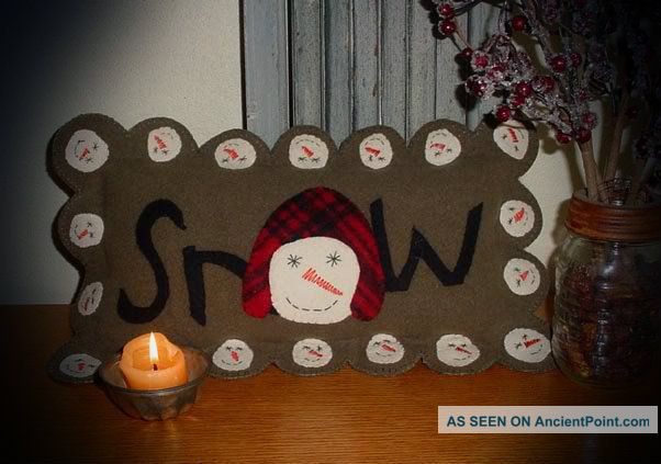 Stitched By Hand Wool Penny Applique Pillow New For You Primitives photo