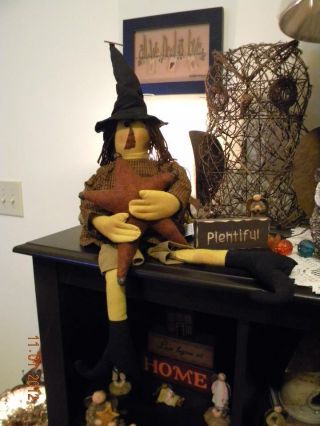Primitive Witch Doll Holding Star With Rusty Bells photo