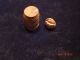 Primitive Miniatures - Wooden Barrel Box - Screw - On Lid + Hand - Carved Almond Basket Primitives photo 2
