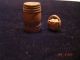 Primitive Miniatures - Wooden Barrel Box - Screw - On Lid + Hand - Carved Almond Basket Primitives photo 3