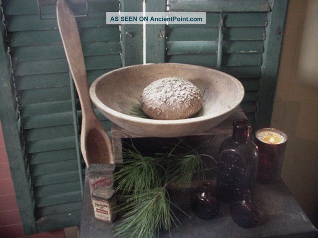 Primitive & Old Wood Dough Chop Bowl - Estate Find 12 