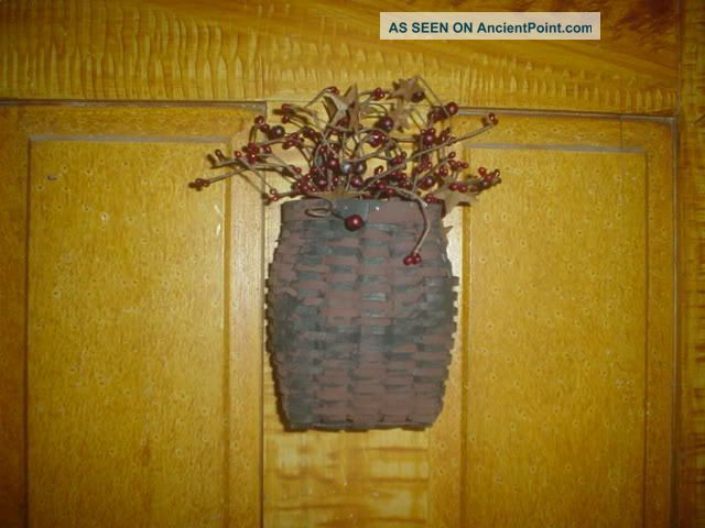 Primitive Pot Belly Basket Berries Rusty Tin Stars Bgd Primitives photo