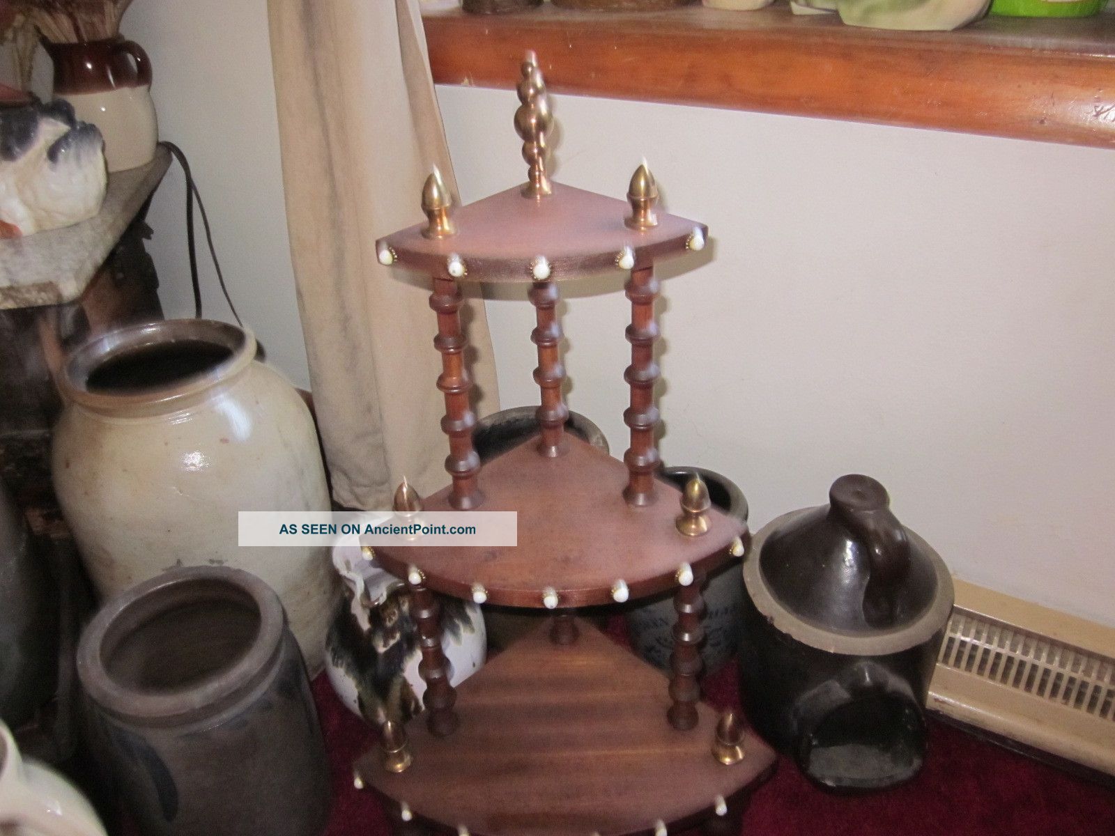 Antique Folk Art Thread Spool Corner Shelf - Ooak Primitives photo