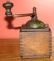 Antique Country Primitive Wooden Coffee Mill,  Vintage 