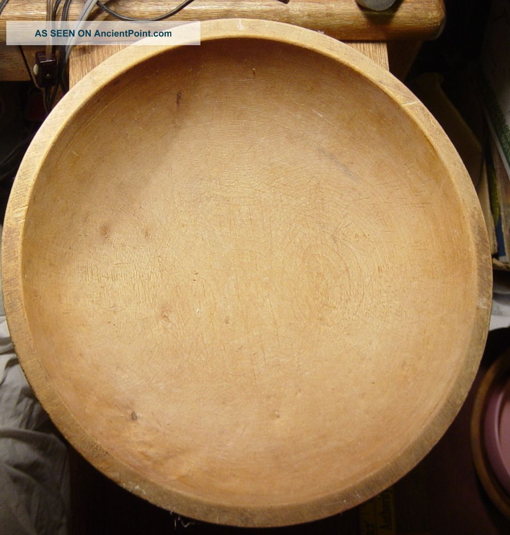 Antique Wooden Bowl Approx 14 X 13 1/2 Oval Due To Age,  Well Primitives photo