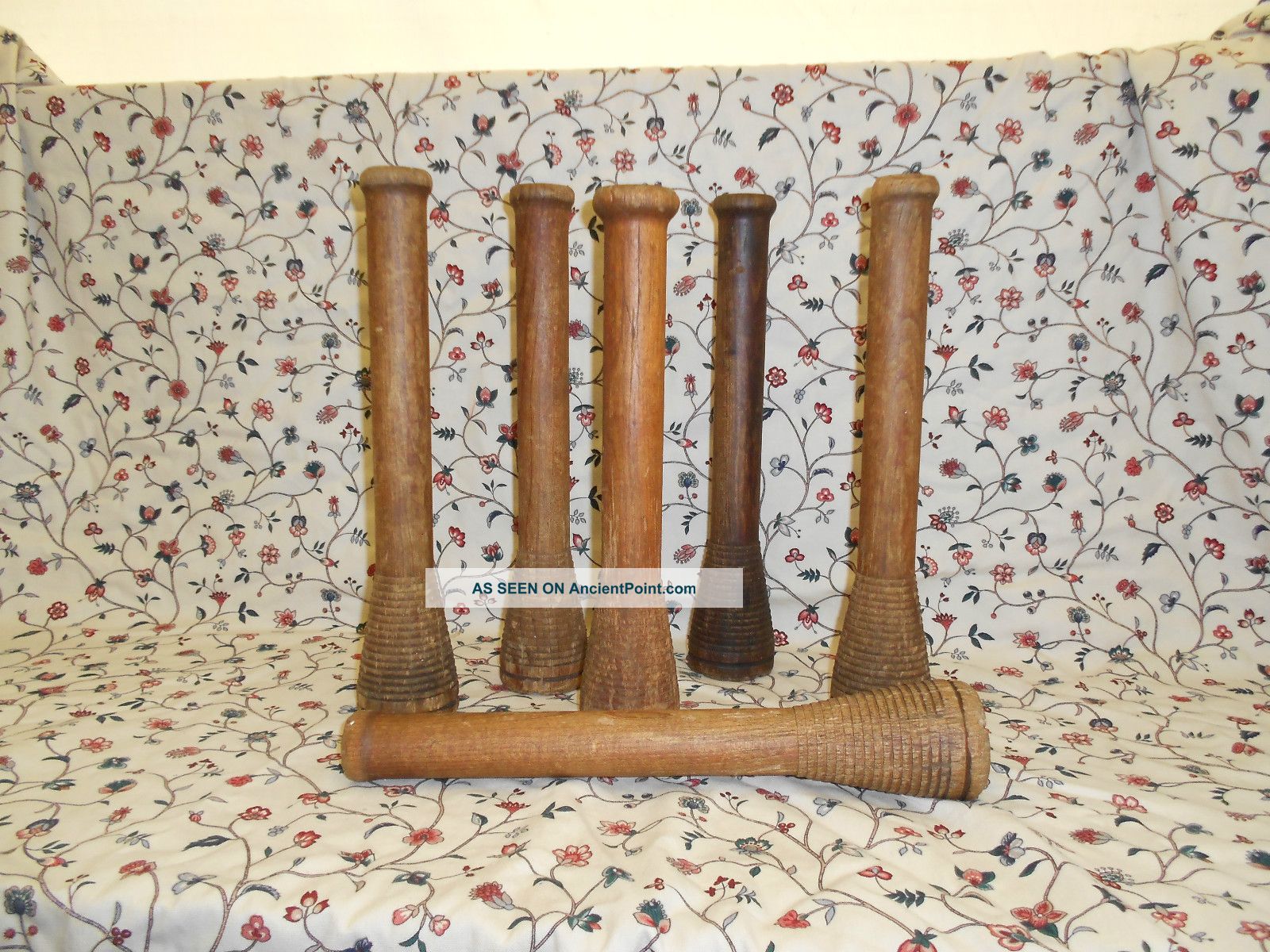 Set Of 6 Tall Beehive Wood Bobbins (121) Primitives photo
