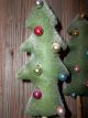 Pair Of Prim Handmade Winter Trees With Vintage Ornaments On Birch Branch Rounds Primitives photo 2