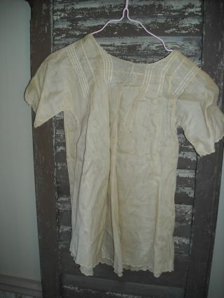 Aged Vintage 3/ 4 Long Sleeved Baby Dress W/ Pink Wire Hanger photo