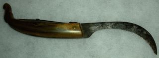Antique Revolutionary War Folding Knife Horn Handles Iron Work &shape Vafo photo