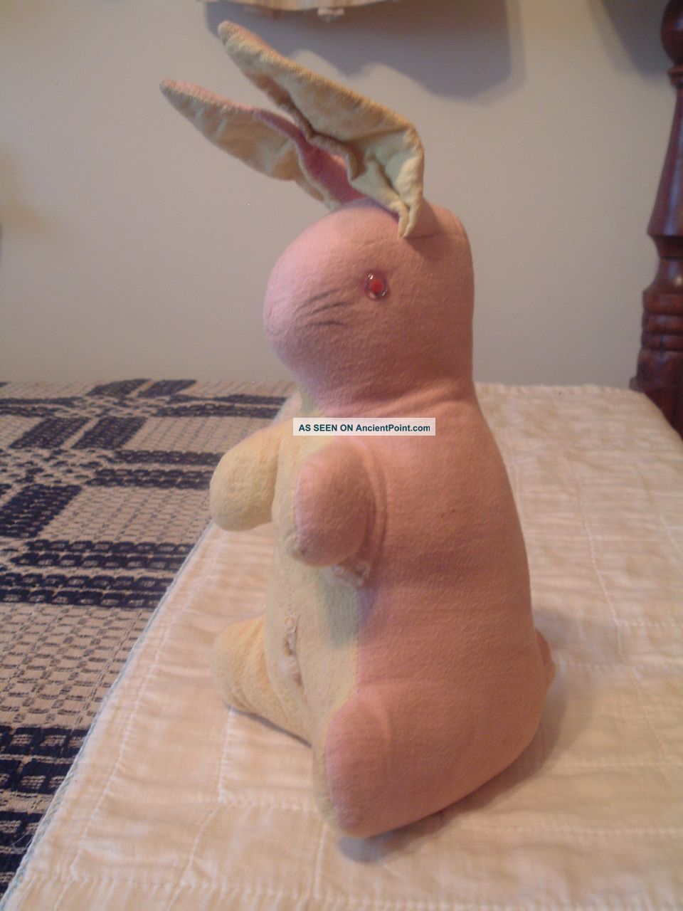 Sweet Old Vintage Stuffed Bunny Batting Stuffing Primitives photo