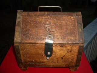 Unique Primitive Handmade Wooden Folk Art Antique Box. . .  Wow. . . photo