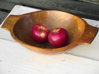Antique Primitive Wooden Fruit Or Dough Bowl Hand Carved photo