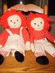 Primitive Raggedy Ann And Andy Folk Art Heart Dolls Set Vintage Red Hair Primitives photo 1