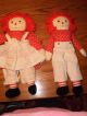 Primitive Raggedy Ann And Andy Folk Art Heart Dolls Set Vintage Red Hair Primitives photo 2