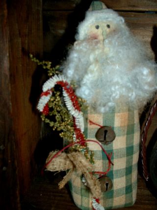 Set Of Two Folk Art Olde Santa Ornies Prim photo