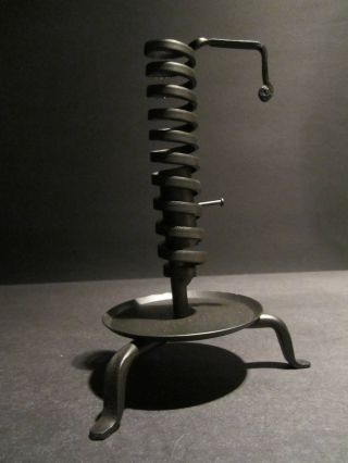 Antique Repro Wrought Iron Courting Candle Spiral Lamp Forged Primitive Light photo