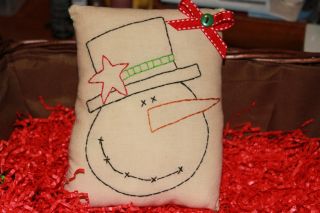 Primitive Stitchery Pillow - Snowman 2 photo