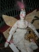 Primitive Angel Doll In Pink,  White And Gold - Unusual Christmas Folk Art Primitives photo 3