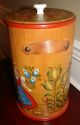 Vintage Folk Collectibles Primitive Firkin Wooden Sugar Bucket Tole Art Primitives photo 2