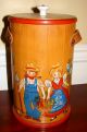 Vintage Folk Collectibles Primitive Firkin Wooden Sugar Bucket Tole Art Primitives photo 3