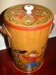 Vintage Folk Collectibles Primitive Firkin Wooden Sugar Bucket Tole Art Primitives photo 7