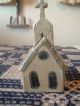 Simple & Sweet Old Handpainted Wooden Church W/ Tin Roof Holiday Decor Primitives photo 2