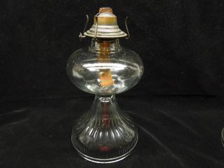 Vintage Oil Lamp Brass Burner And Glass Base photo