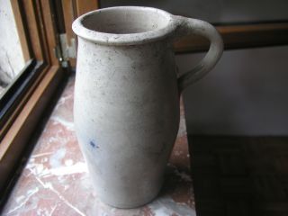 1800s Antique Saltglazed Farm Pitcher Creamer Jug Confit Pottery Crock Pot Old photo
