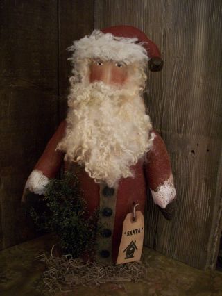 Primitive Standing Santa Doll == 15 X 10 In.  == photo