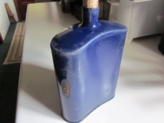 Great Old Antique Enamelware Flask - Canteen - - Cobolt Blue photo