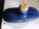 Great Old Antique Enamelware Flask - Canteen - - Cobolt Blue Primitives photo 3