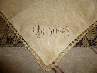 Prim Handstitched Vintageaged Linen Christmas Twig Tree In The 