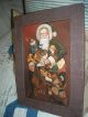 Old World Santa Pic Victorian Toys Under Glass Wood Painted Distress Frame Primitives photo 1