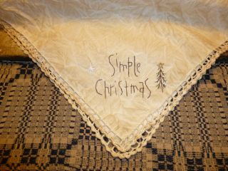 Prim Handstitched Vintageaged Linen Simple Christmas Twig Tree White Flake photo