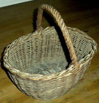 Antique Early - Mid 1800s Primitive Basket W/ Fantastic Patina - Unique Style Vafo photo
