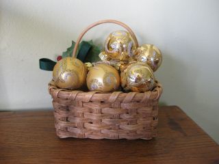 Handmade Basket With Christmas Bulbs photo