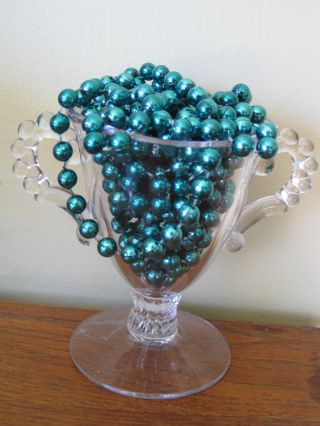 Vintage Glass Sugar Bowl Full Of Beads photo