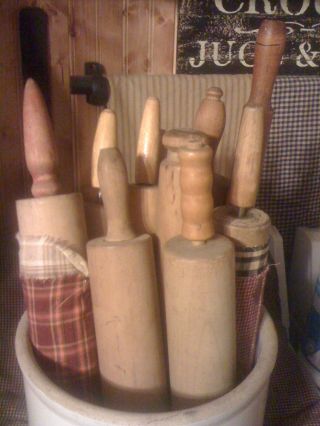 9 Vintage Old Rolling Pins photo