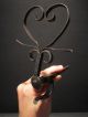 18th C Antique Wrought Iron Folk Art Lighting Holder Betty Lamp Spike Hook Primitives photo 6