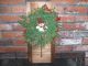 Primitive Country Christmas Decor Wood Shutter Wreath Snowman Holiday Berries Primitives photo 2
