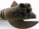Rare Early Antique Folk Art Cast Iron Wood Handle Rams Cow Bull Head Can Opener Primitives photo 2