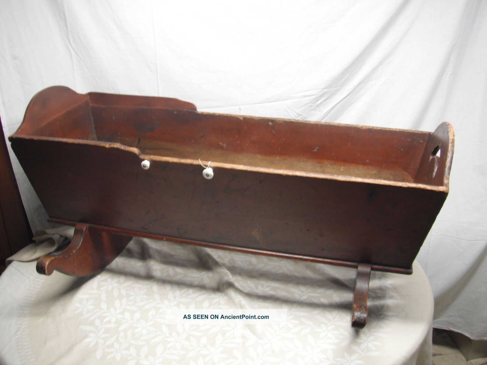 Antique Hand Carved 18th C Baby Cradle,  Pu Md Primitives photo