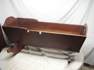 Antique Hand Carved 18th C Baby Cradle,  Pu Md photo