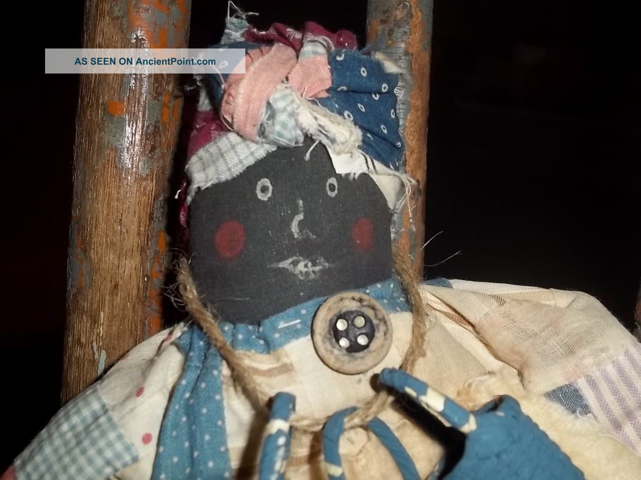 Antique Quilt Top Black Doll 3 Baskets Primitives photo